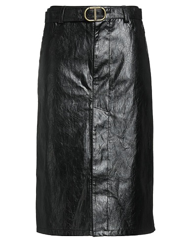 TWINSET Midi skirt Black 75% Viscose, 14% Polyester, 7% Cotton, 4% Metal