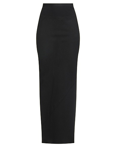 RICK OWENS Long skirt Black 100% Virgin Wool, Cotton, Polyamide