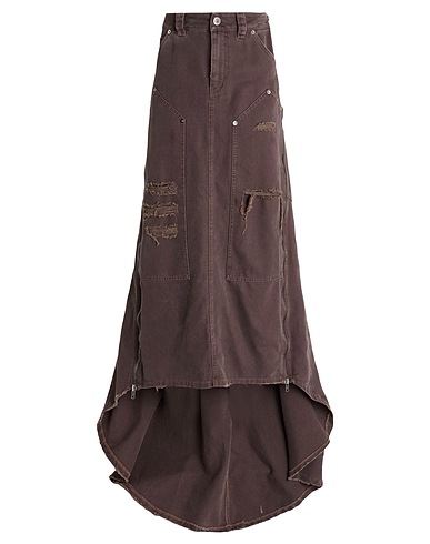 VAQUERA Long skirt Dark brown 100% Cotton