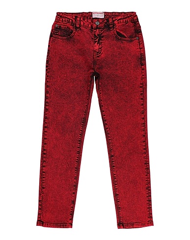 PACIOTTI Denim trousers Brick red 98% Cotton, 2% Elastane