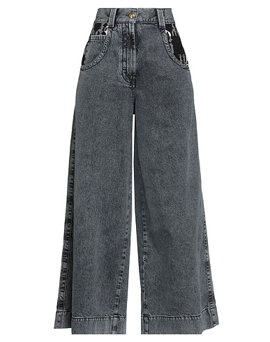 PALM ANGELS Denim pants Black 100% Cotton, Leather