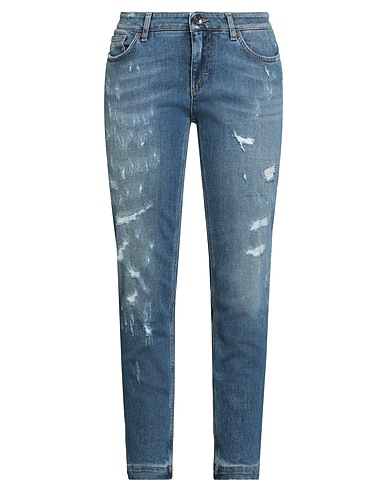 DOLCE&GABBANA Denim pants Blue 98% Cotton, 2% Elastane, Zamak, Calfskin