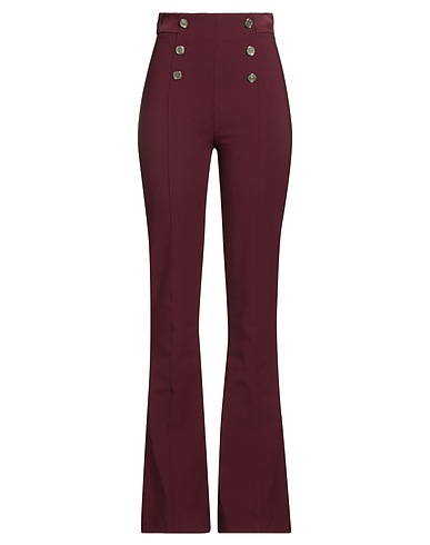 ELISABETTA FRANCHI Casual pants Burgundy 96% Polyester, 4% Elastane, Acetate, Viscose