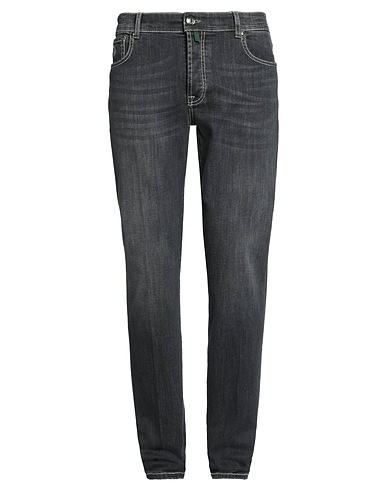 LUIGI BORRELLI NAPOLI Denim pants Black 98% Cotton, 2% Elastane