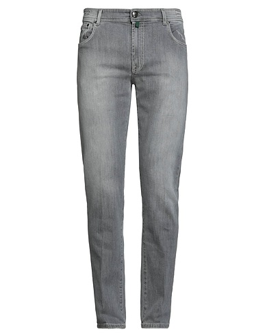 LUIGI BORRELLI NAPOLI Denim trousers Grey 98% Cotton, 2% Elastane