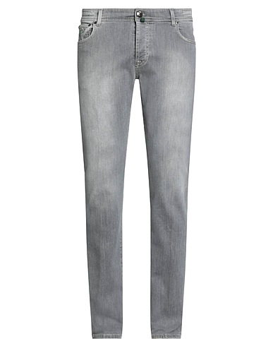 LUIGI BORRELLI NAPOLI Denim trousers Grey 98% Cotton, 2% Elastane
