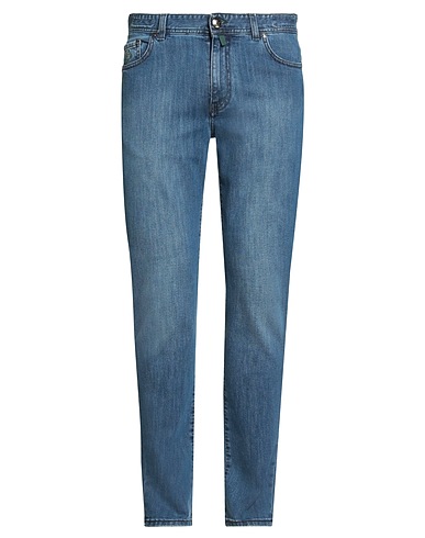LUIGI BORRELLI NAPOLI Denim trousers Blue 98% Cotton, 2% Elastane