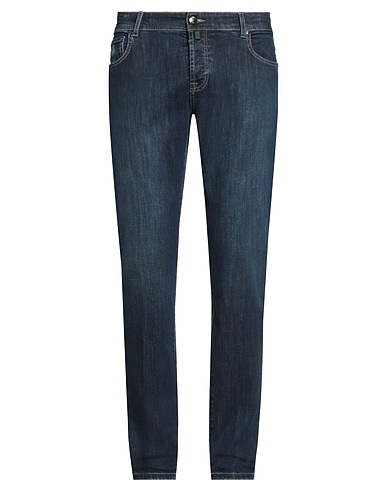 LUIGI BORRELLI NAPOLI Denim pants Blue 98% Cotton, 2% Elastane