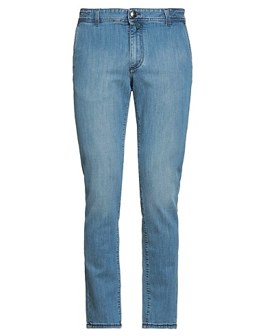 LUIGI BORRELLI NAPOLI Denim trousers Blue 98% Cotton, 2% Elastane