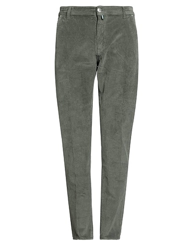 LUIGI BORRELLI NAPOLI Casual trouser Sage green 98% Cotton, 2% Elastane
