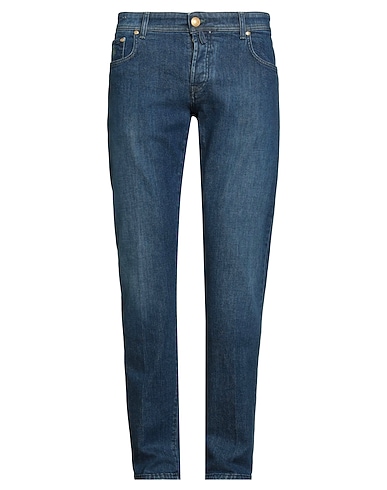 LUIGI BORRELLI NAPOLI Denim pants Blue 98% Cotton, 2% Elastane