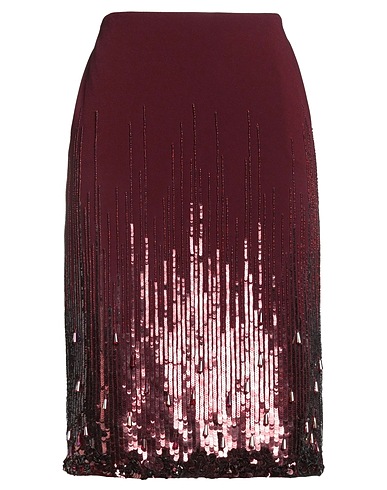 ELISABETTA FRANCHI Midi skirt Burgundy 95% Polyester, 5% Elastane, Plastic, Glass