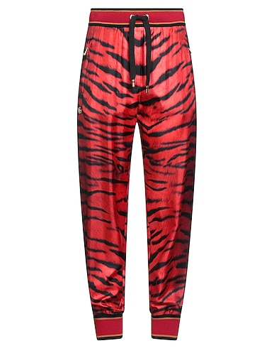 DOLCE&GABBANA Casual trouser Red 100% Silk, Bronze, Cotton, Elastane