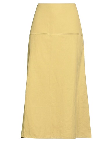 JIL SANDER Midi-Rock Senf 100% Leinen