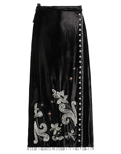 FORTE_FORTE Midi skirt Black 100% Viscose, Glass, Metallic fiber