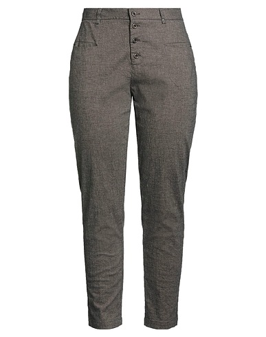 TRANSIT Casual trouser Dark brown 66% Cotton, 21% Wool, 7% Polyamide, 6% Elastane