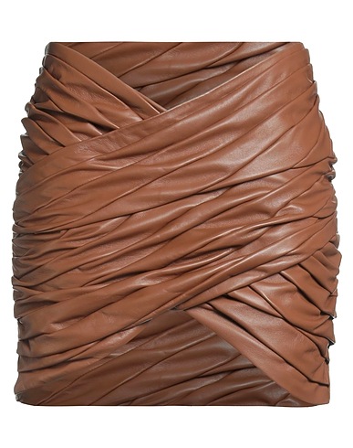GIUSEPPE DI MORABITO Mini skirt Brown 100% Lambskin