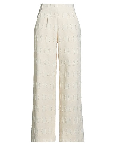 CULT GAIA Casual trouser Ivory 68% Cotton, 18% Polyester, 8% Viscose, 5% Wool, 1% Elastane