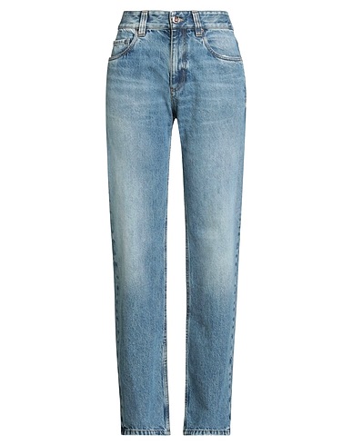 BRUNELLO CUCINELLI Denim pants Blue 100% Cotton, Leather, Ecobrass