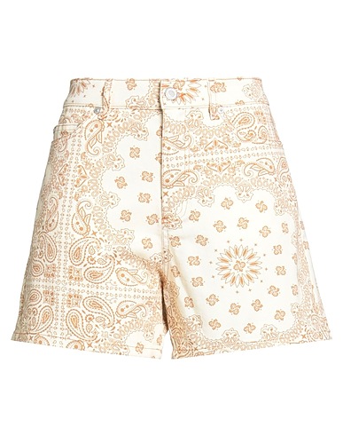 MC2 SAINT BARTH Denim shorts Beige 98% Cotton, 2% Elastane