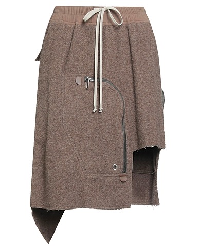RICK OWENS Midi skirt Light brown 100% Virgin Wool, Cotton, Elastane, Cow leather, Buffalo Horn