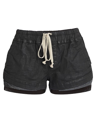 DRKSHDW by RICK OWENS Denim shorts Black 91% Cotton, 6% Elastomultiester, 3% Rubber