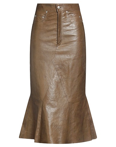 RICK OWENS Midi skirt KHAKI Lambskin