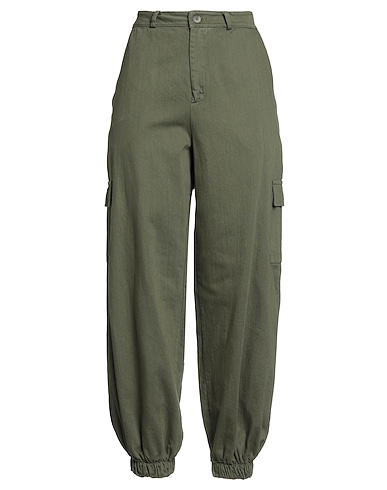 LE STREGHE Casual pants Military green 97% Cotton, 3% Elastane