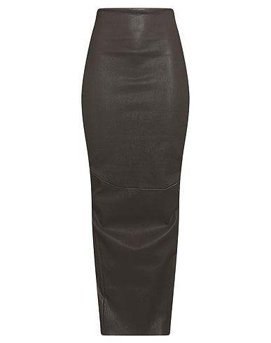 RICK OWENS Maxi Skirts Dark brown 65% Lambskin, 34% Cotton, 1% Lycra®