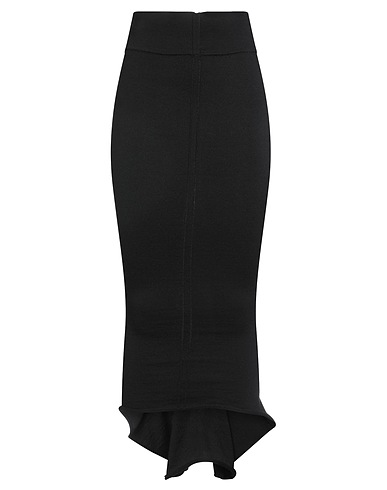 RICK OWENS Midi skirt Black 97% Virgin Wool, 2% Polyamide, 1% Elastane