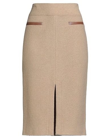 PUROTATTO Midi skirt Khaki 70% Viscose, 30% Wool