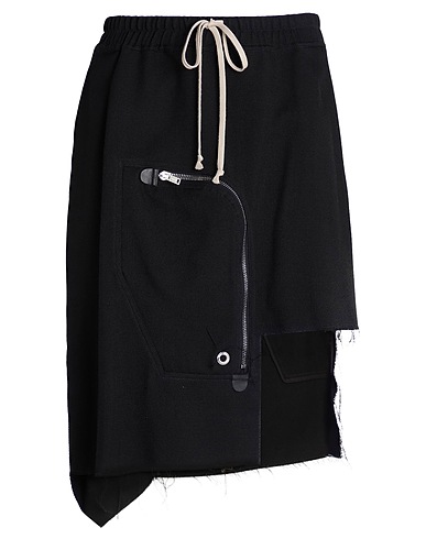 RICK OWENS Midi skirt Black 100% Wool, Calfskin