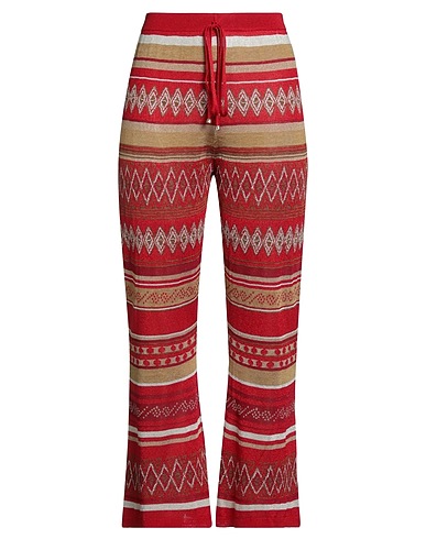 LUISA SPAGNOLI Casual trouser Red 51% Viscose, 34% Polyester, 14% Linen, 1% Polyamide