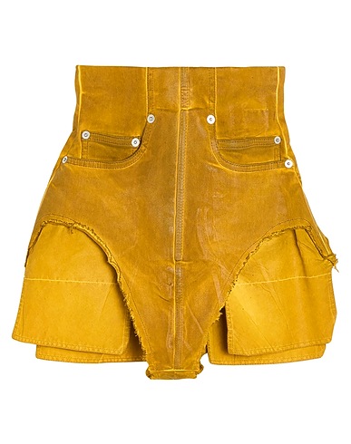 DRKSHDW by RICK OWENS Denim shorts Mustard 85% Cotton, 10% Polyester, 5% Elastane
