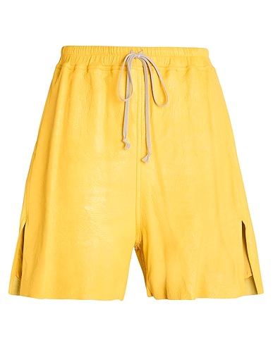 RICK OWENS Shorts & Bermuda Yellow 100% Lambskin