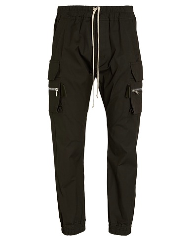 RICK OWENS Casual trouser Dark green 97% Cotton, 3% Elastane