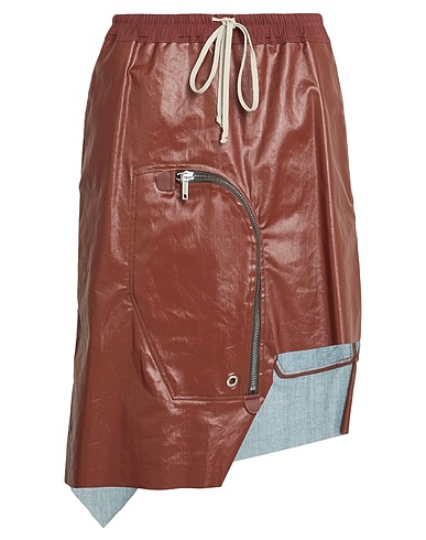 RICK OWENS Midi skirt Brown 91% Cotton, 6% Elastomultiester, 3% Rubber, Buffalo Horn, Cowhide