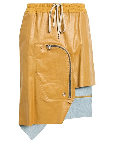 RICK OWENS Gonna midi Senape 91% Cotone, 6% Elastomultiestere, 3% Gomma, Corno di Bufalo, Vacchetta