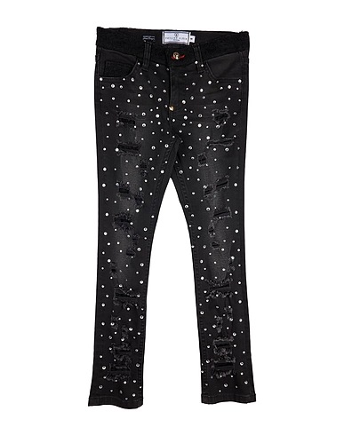 PHILIPP PLEIN Denim trousers Black 98% Cotton, 2% Elastane