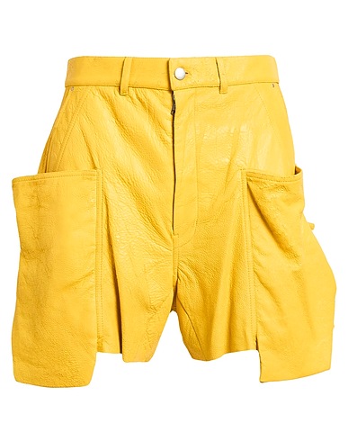 RICK OWENS Shorts & Bermuda Yellow 100% Lambskin