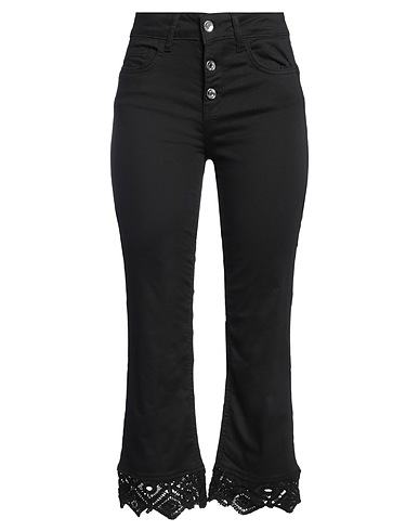 LIU •JO Denim trousers Black 97% Cotton, 3% Elastane, Polyamide