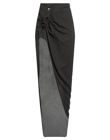 RICK OWENS Maxi Skirts Dark brown 100% Virgin Wool
