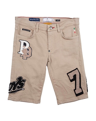 PHILIPP PLEIN Shorts & Bermuda JUNIOR Light grey 99% Cotton, 1% Elastane