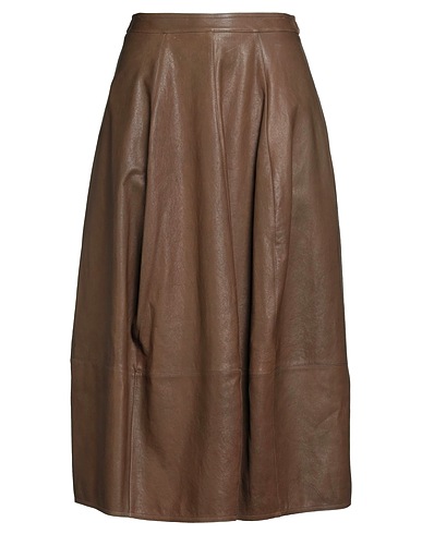 GENTRYPORTOFINO Midi skirt Khaki 100% Ovine leather