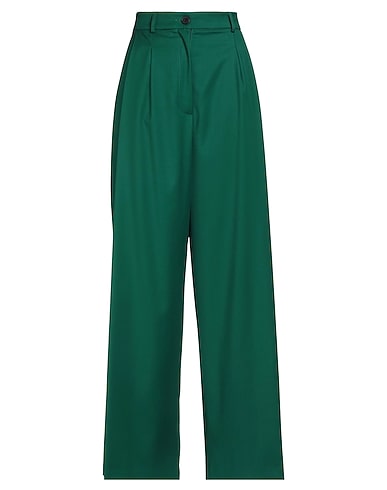 SOLOTRE Casual pants Emerald green 62% Polyester, 35% Viscose, 3% Elastane