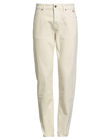 ROŸ ROGER'S Denim trousers Ivory 99% Cotton, 1% Elastane