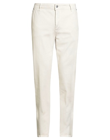 GREY DANIELE ALESSANDRINI Casual trouser Ivory 97% Cotton, 3% Elastane