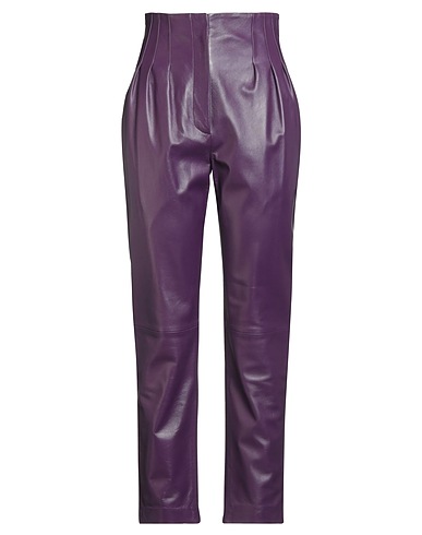 ALBERTA FERRETTI Casual pants Purple 100% Leather