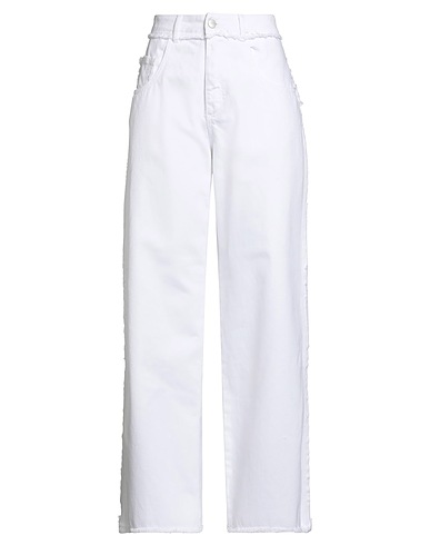 ICON DENIM Denim trousers White 100% Cotton