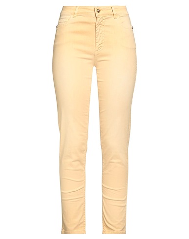 ANGELO MARANI Casual trouser Pastel yellow 97% Cotton, 3% Elastane